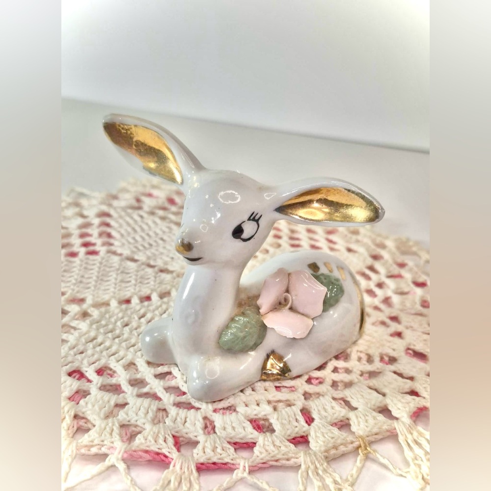 MCM Vintage Deer Figurine - Chase Porcelain Anthropomorphic Doe Miniature